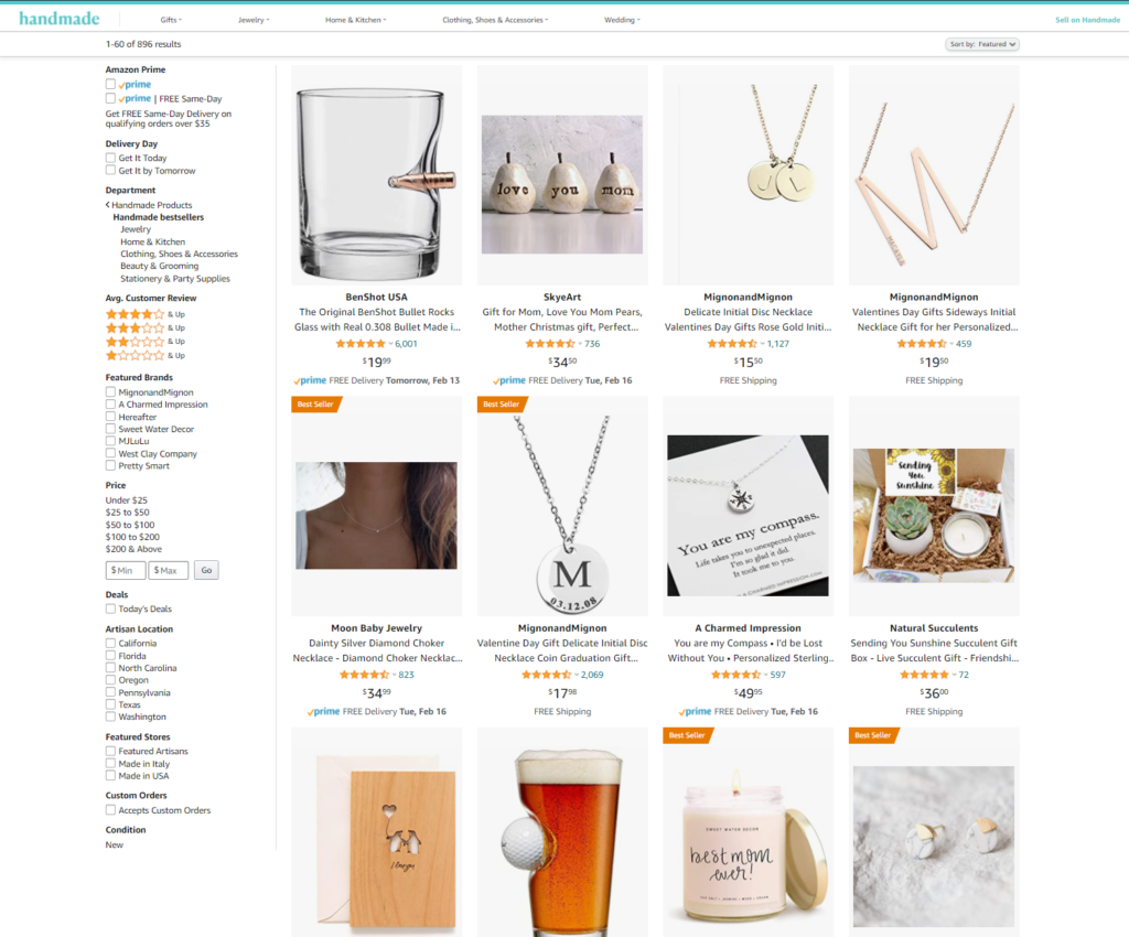 amazon handmade best sellers